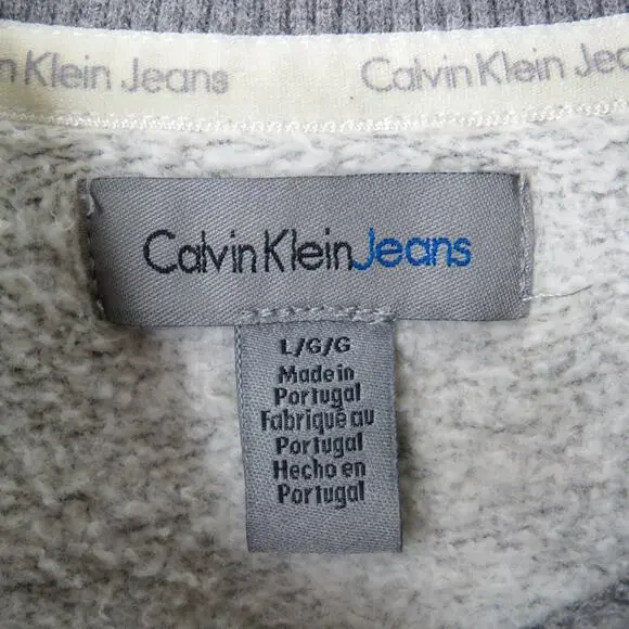 1990s Vintage Calvin Klein Women's Gray Crewneck Pullover Sweatshirt Large Retro - Picture 6 of 7